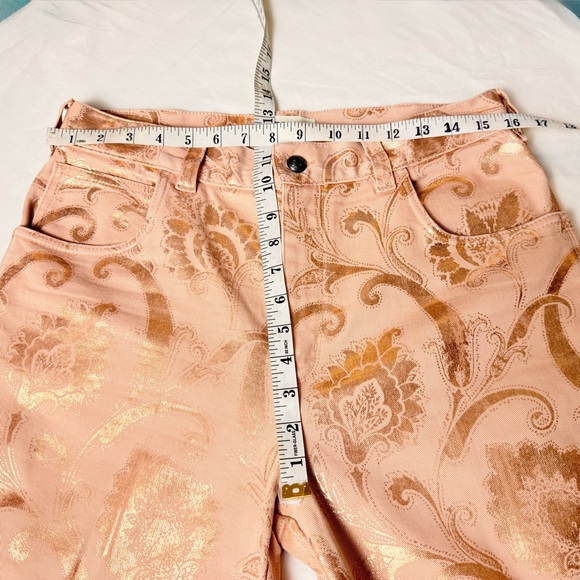 ETRO Milano FW18 Metallic Rose Gold Signature Paisley Carpenter Jeans 30 Italy - Picture 8 of 16
